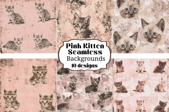 10 Pink Kitten Cat Seamless Backgrounds for Your Projects