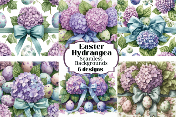 6 Easter Hydrangea Seamless Backgrounds for Spring Projects