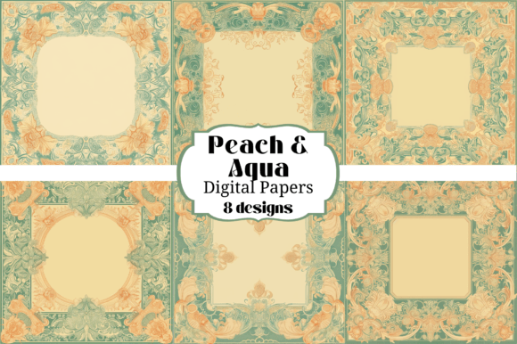 8 Peach Aqua Digital Paper Backgrounds: A Designer's Toolkit