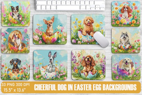 Bring Spring to Life with Cheerful Dog in Easter Egg Backgrounds