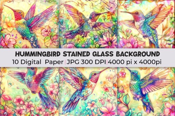 Elevate Designs with Hummingbird Stained Glass Backgrounds