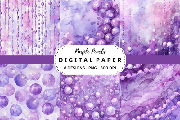 Elevate Your Designs with Purple Pearls Watercolor Backgrounds
