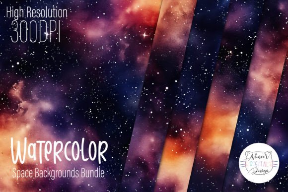 Elevate Your Projects with Watercolor Space Backgrounds