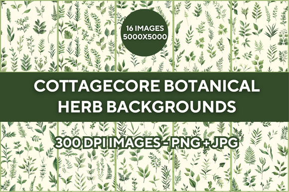 Enchant Your Designs: Cottagecore Botanical Herb Backgrounds