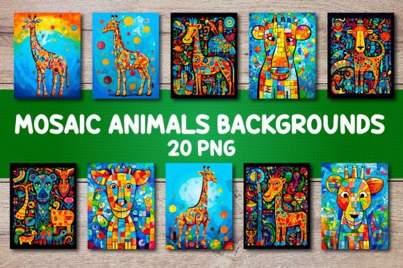 Mosaic Animals Backgrounds for Covers: A Designer's Palette