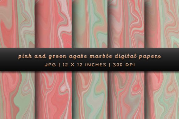 Pink and Green Agate Marble Backgrounds for Vibrant Designs