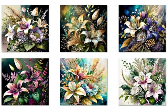Spring Easter Lily Floral Backgrounds: Fresh Digital Design Assets